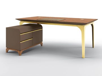 SQUARE - Rectangular walnut office desk with drawers by BRUNO ZAMPA - view 2